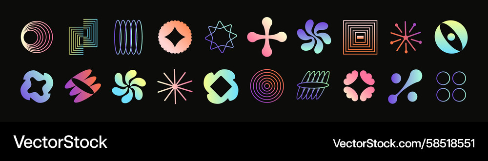 Dynamic Geometric Shapes - Gradient Set Vector Image