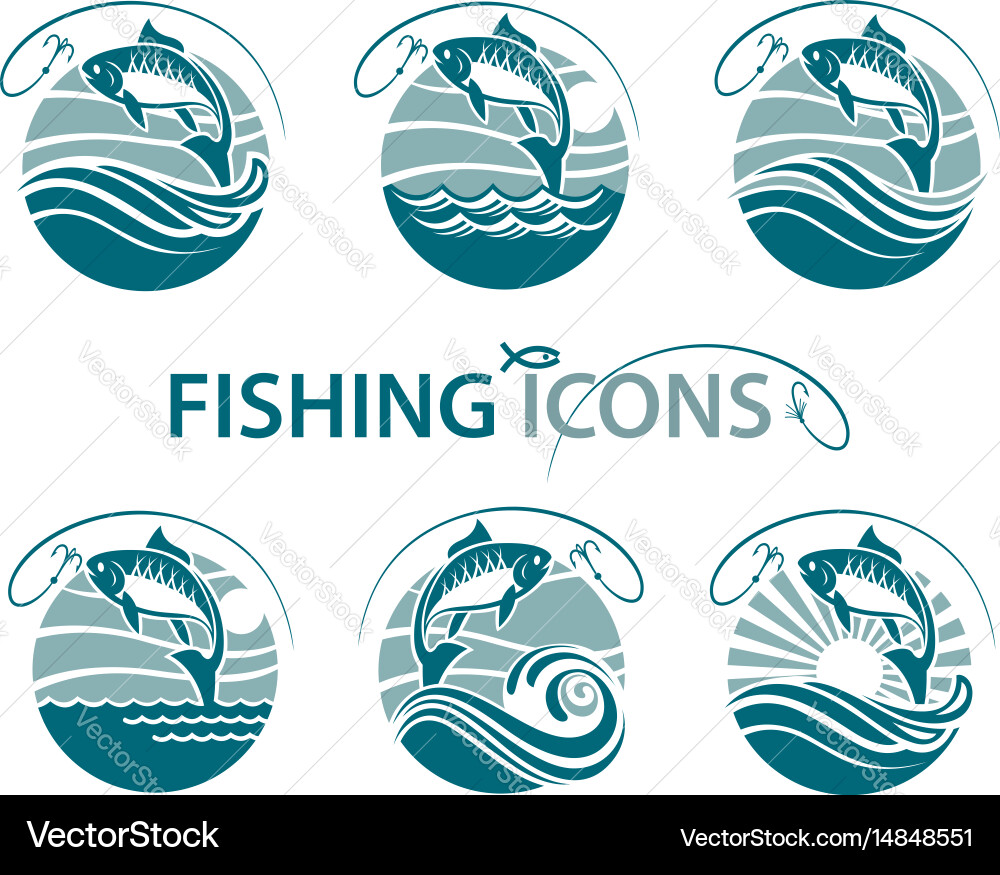 Fishing Emblems and Icons Vector Image