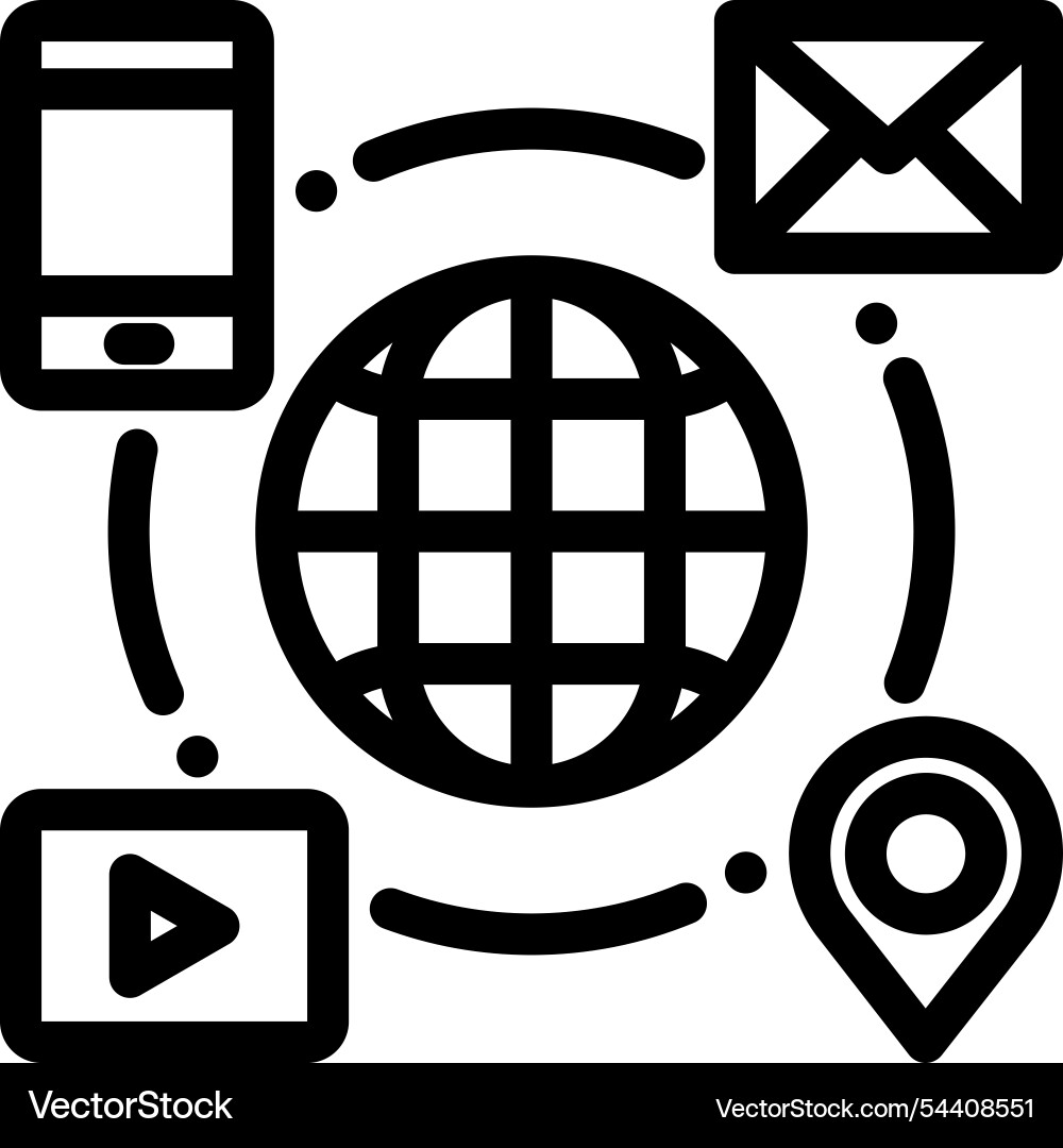 Internet icon thin linear style design isolated Internet icon thin linear style design isolated Vector Image