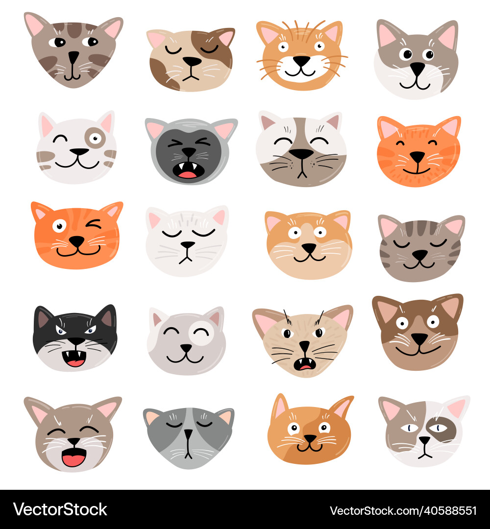 Lustige Katzen Gesicht Emotionen Hand ziehen Lustige Katzen Gesicht Emotionen Hand ziehen vektorbild