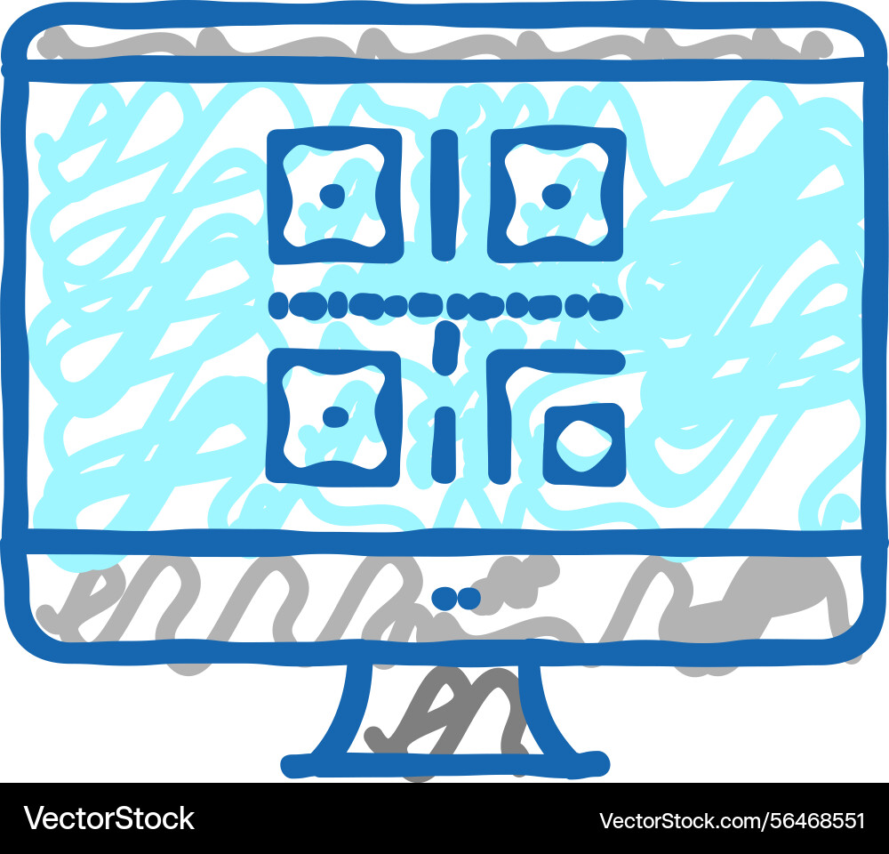 Qr code on computer screen color icon vector image