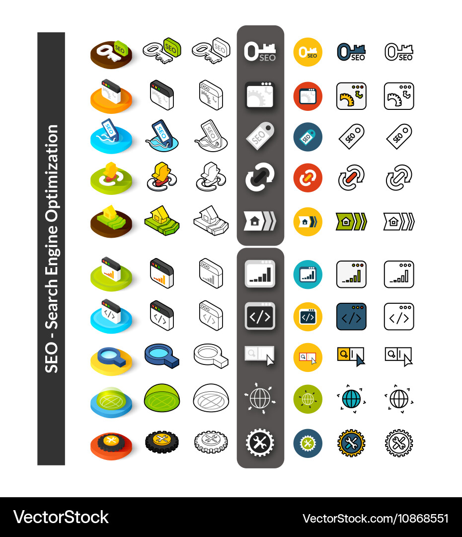Set of icons in different style - isometric flat vector image
