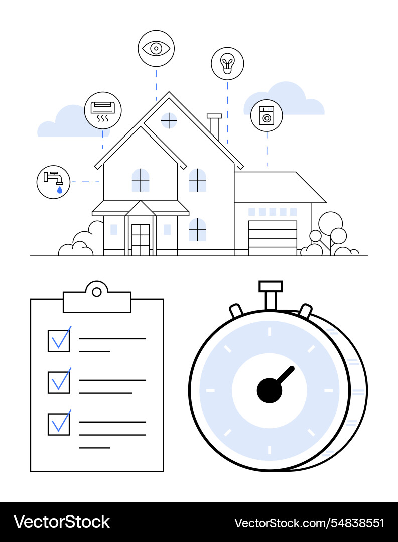 Smart home automation with connected devices Smart home automation with connected devices Vector Image