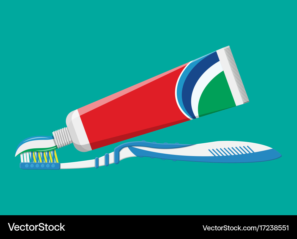 Toothbrush toothpaste brushing teeth Royalty Free Vector