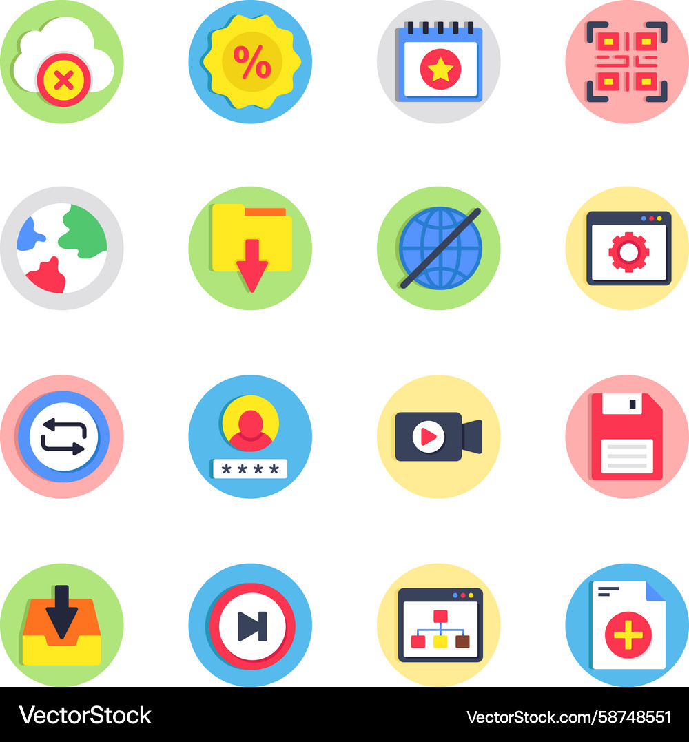UI/UX Flat Icons Set Vector Image
