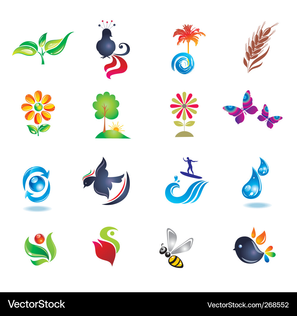 Botanical Icon Set Vector Image