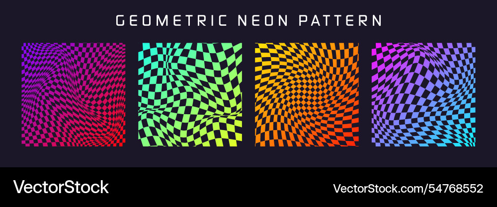 Groovy checkered pattern colorful distorted tiled Groovy checkered pattern colorful distorted tiled vector image