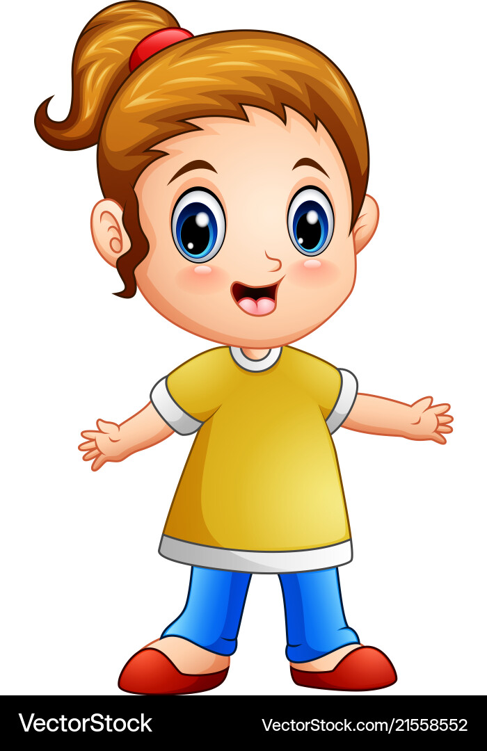 Happy girl cartoon vector image