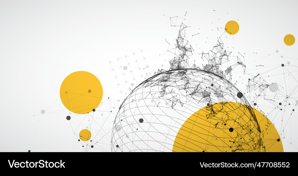 Sphere theme with connected lines in technology Vector Image