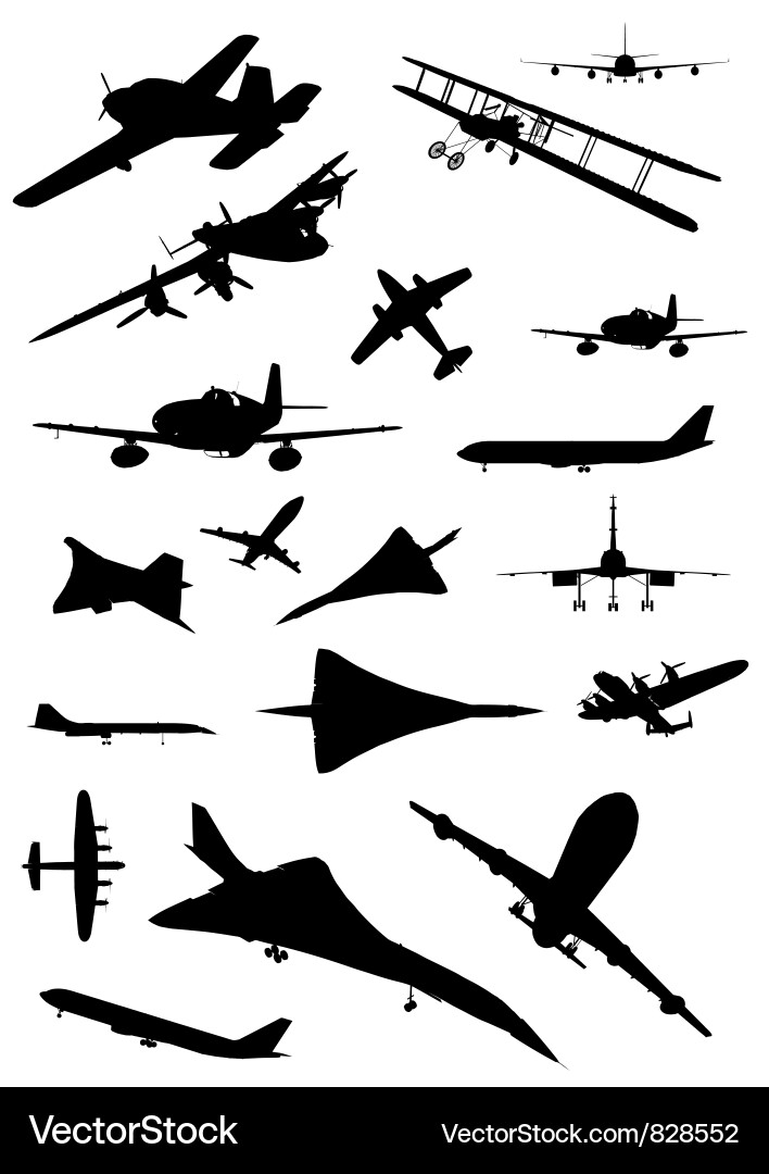 Vintage Airplane Silhouette Set vector image