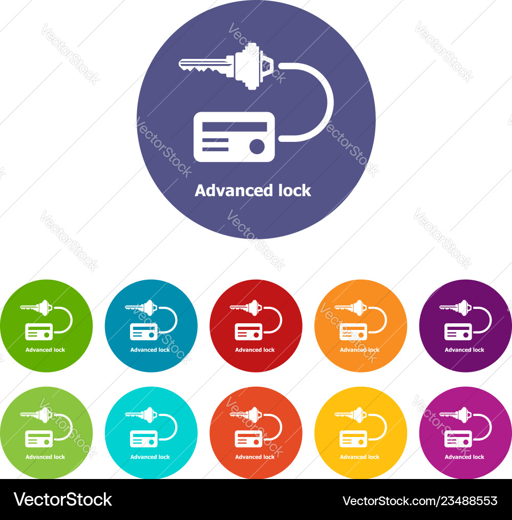 Advanced lock icons set color Advanced lock icons set color Vector Image