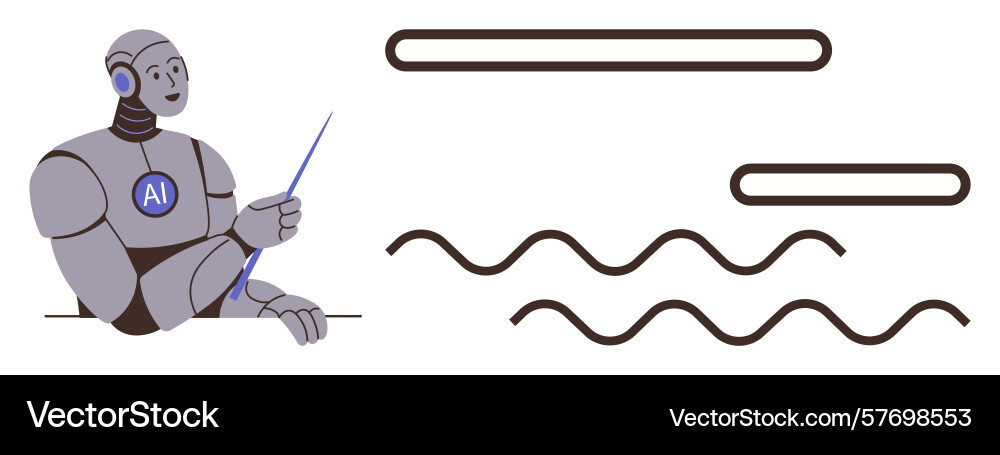 Ai robot explaining abstract concepts with pointer Ai robot explaining abstract concepts with pointer vector image