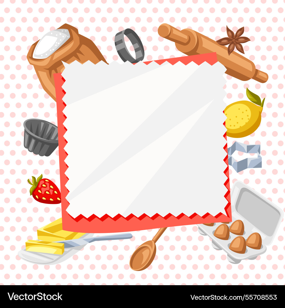 Background with bakery utensils cooking tools Vector Image