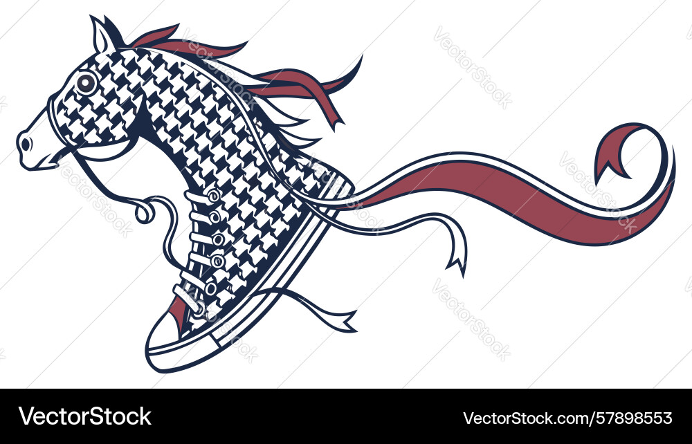 Dynamic horse with houndstooth pattern Vector Image