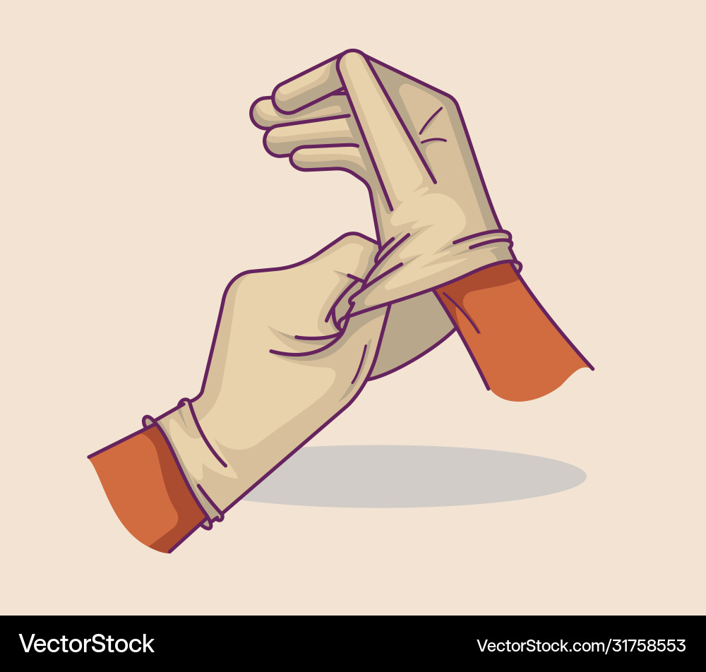 Hands putting on medical gloves Royalty Free Vector Image