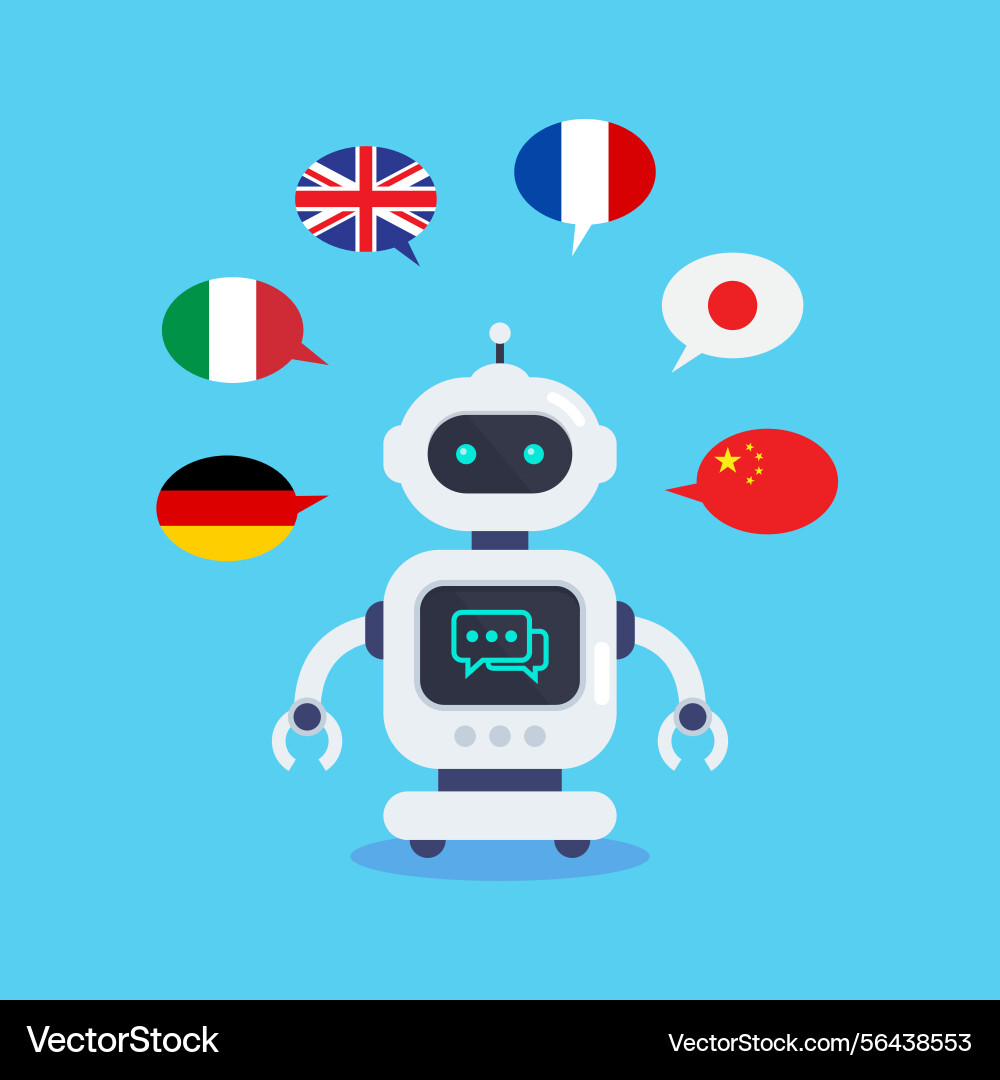 Language learning with artificial intelligence Language learning with artificial intelligence Vector Image