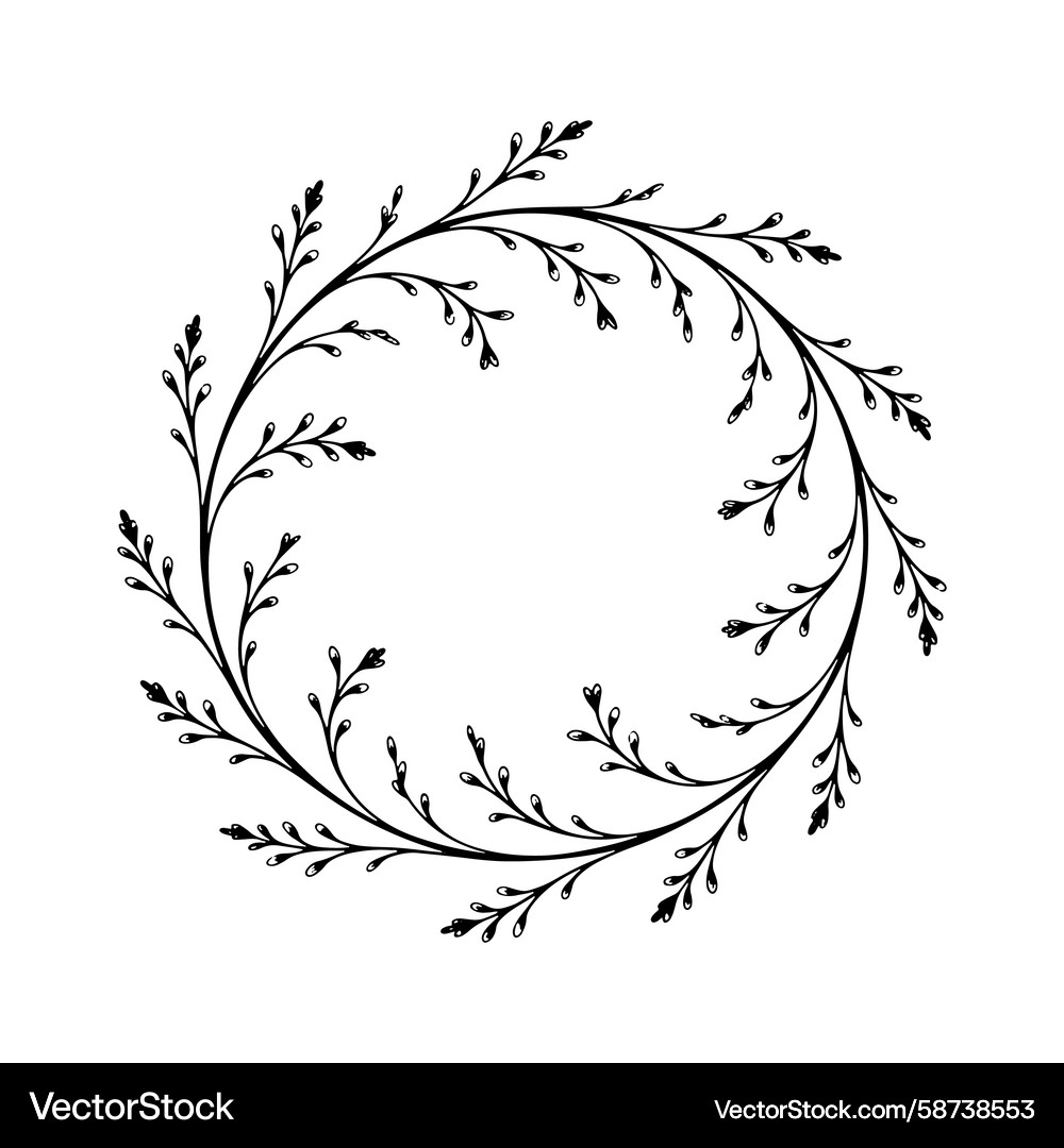 Minimal botanical circle frame a simple circular Vector Image