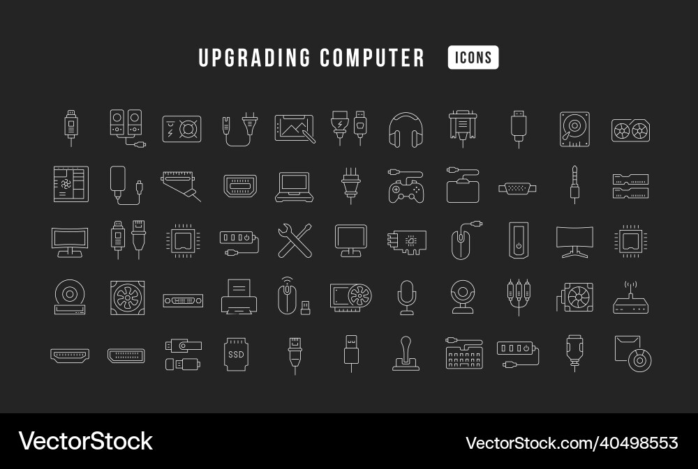 Set von linearen Icons Upgrade-Computer Set von linearen Icons Upgrade-Computer vektorbild