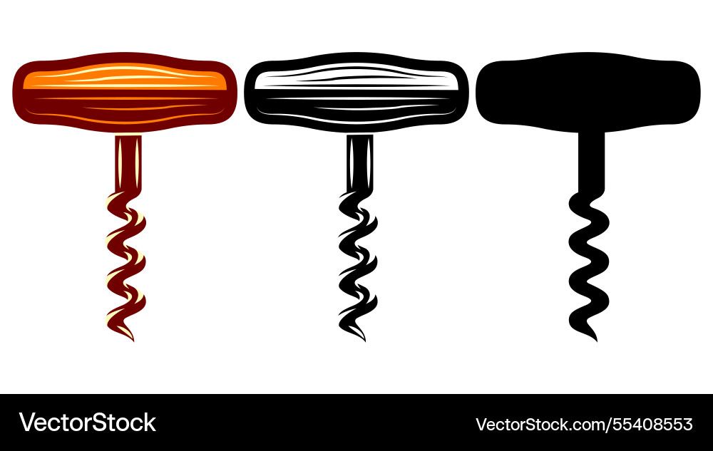 Three different styles of wine openers displayed Three different styles of wine openers displayed Vector Image