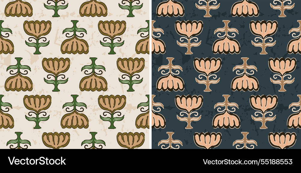 Tulip abstract block print design vector image