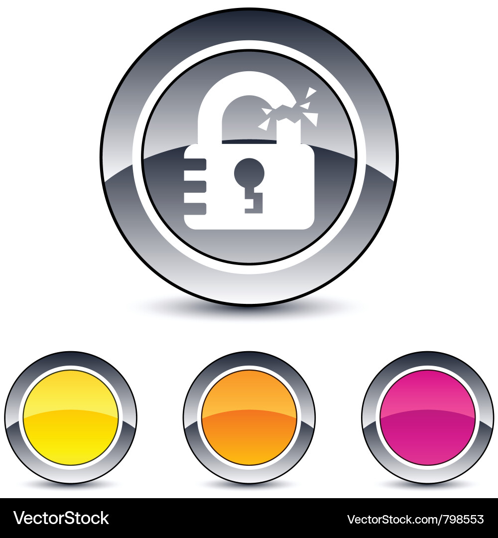 Unlock round button Vector Image