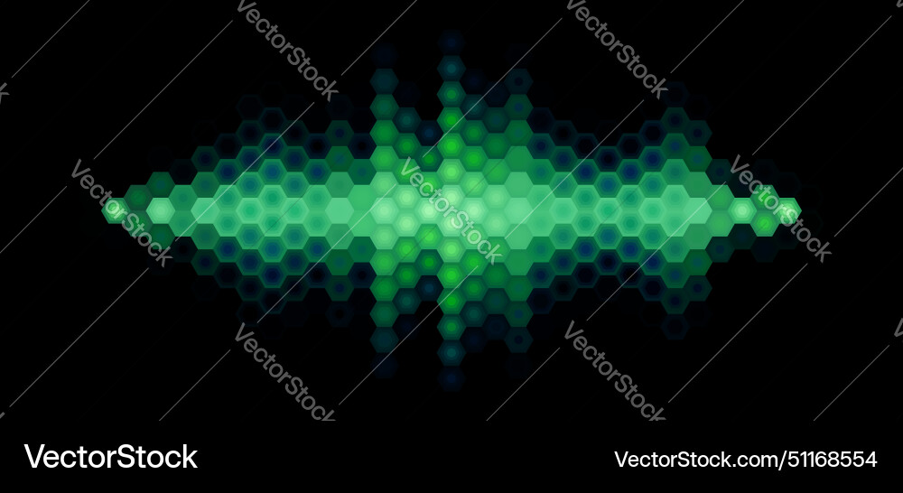 Audio or music shiny sound waveform with hexagonal Audio or music shiny sound waveform with hexagonal vector image
