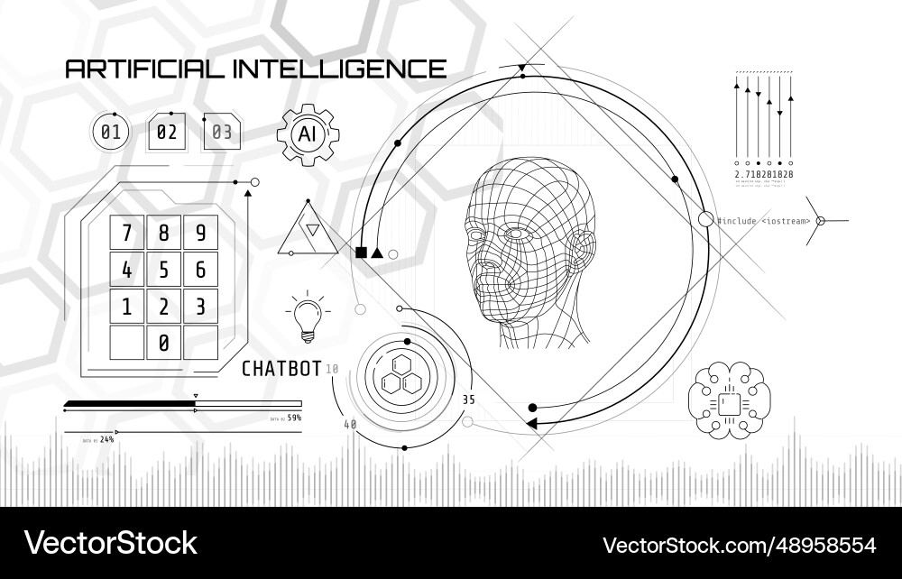 Built-in artificial intelligence in a technology vector image