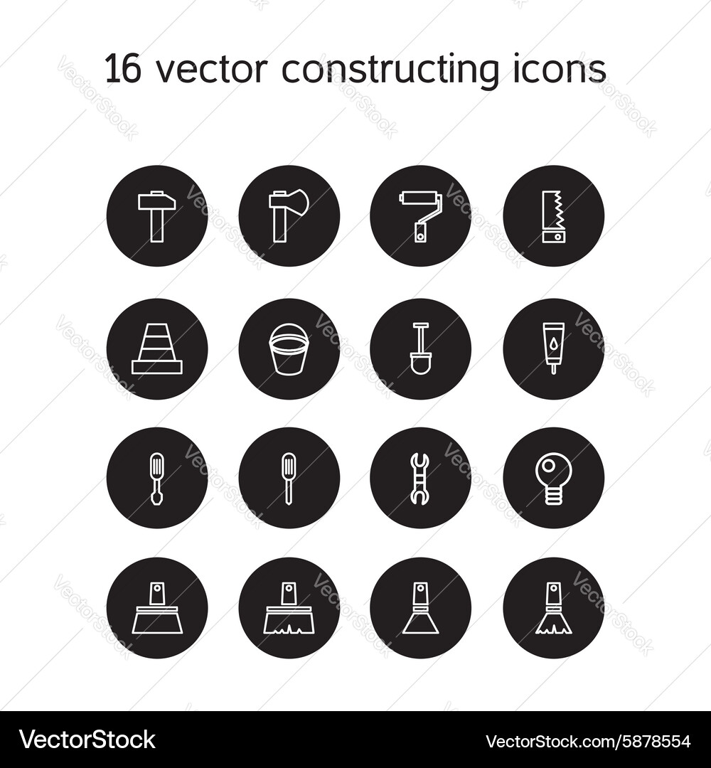 Constructing and building icons set Vector Image