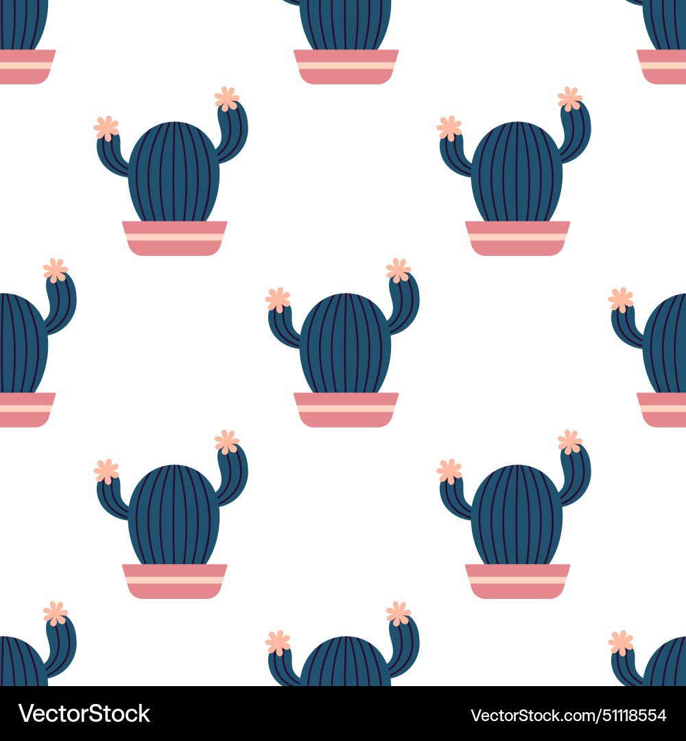 Cute cacti in boho style cactus seamless pattern Cute cacti in boho style cactus seamless pattern Vector Image