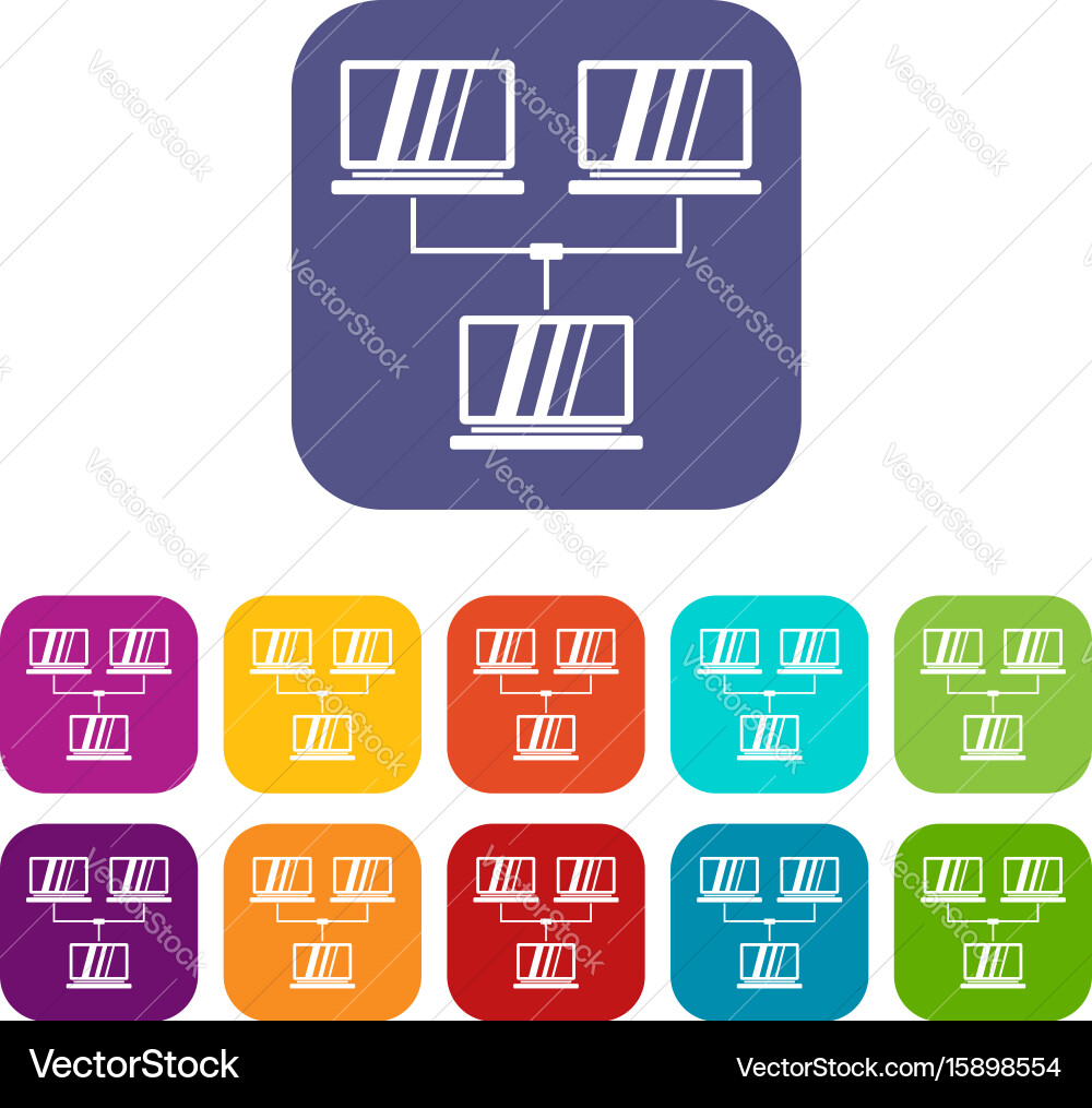 Exchange of data between computers icons set vector image