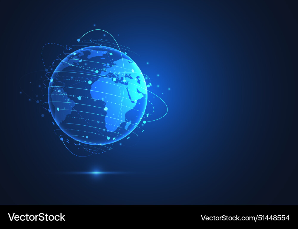 Global network connection world map point Global network connection world map point vector image