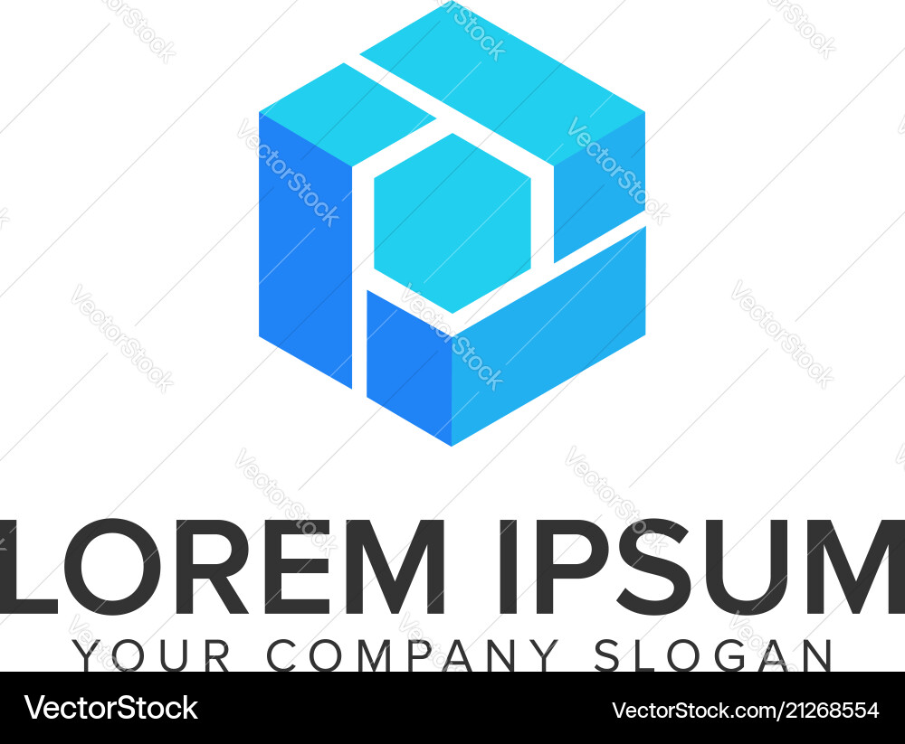 Hexagon Box Logo Template Royalty Free Vector Image