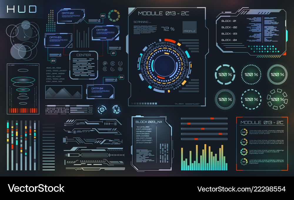 Hud and ui set elements sci fi futuristic user Vector Image