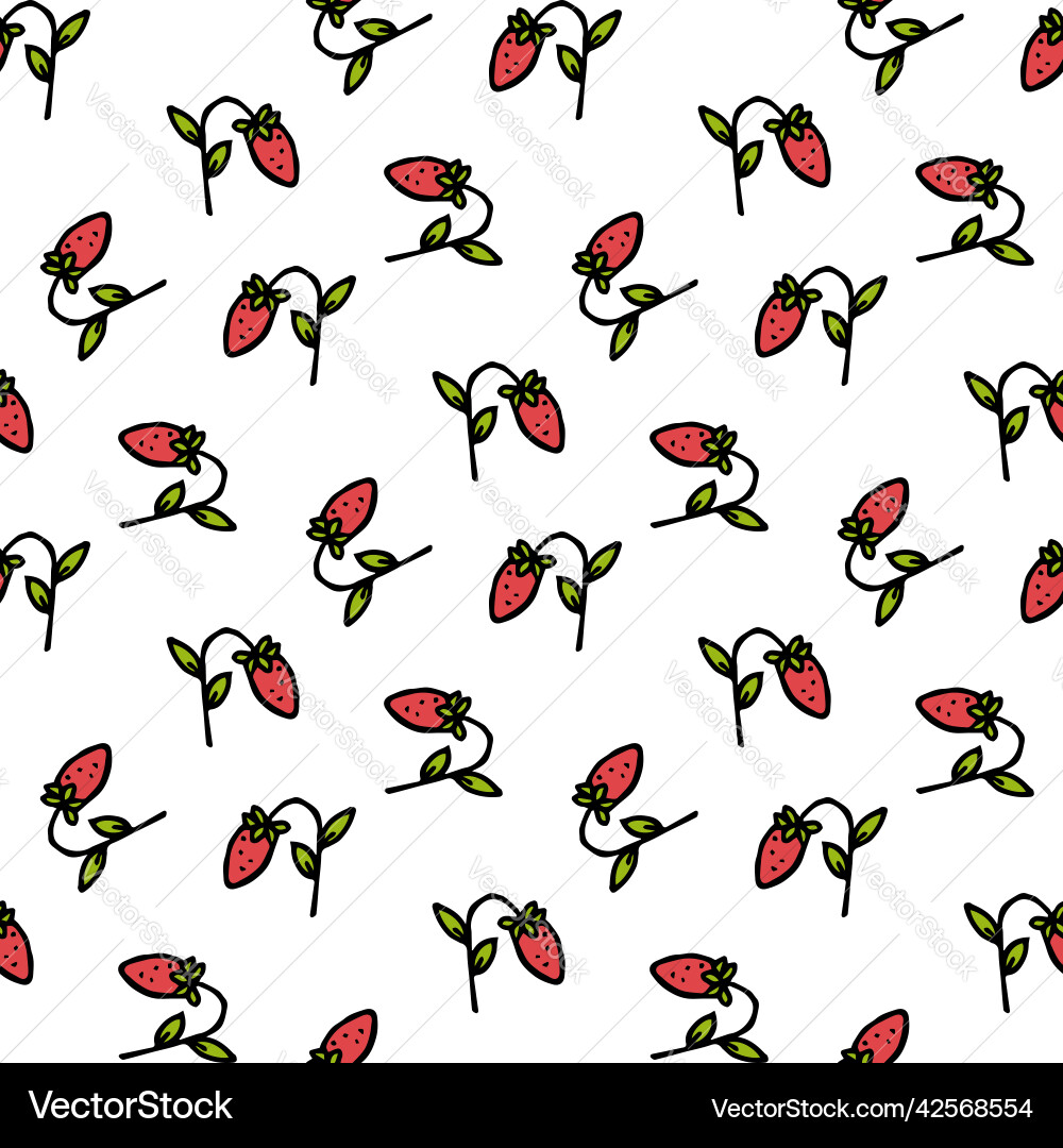 Seamless pattern with simple wild strawberry Seamless pattern with simple wild strawberry vector image