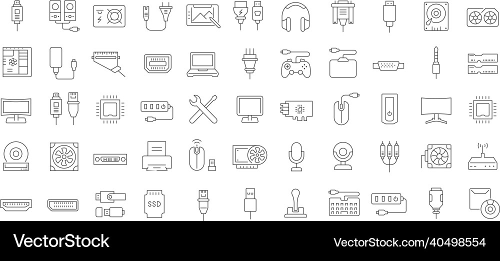 Set of linear icons upgrading computer vector image