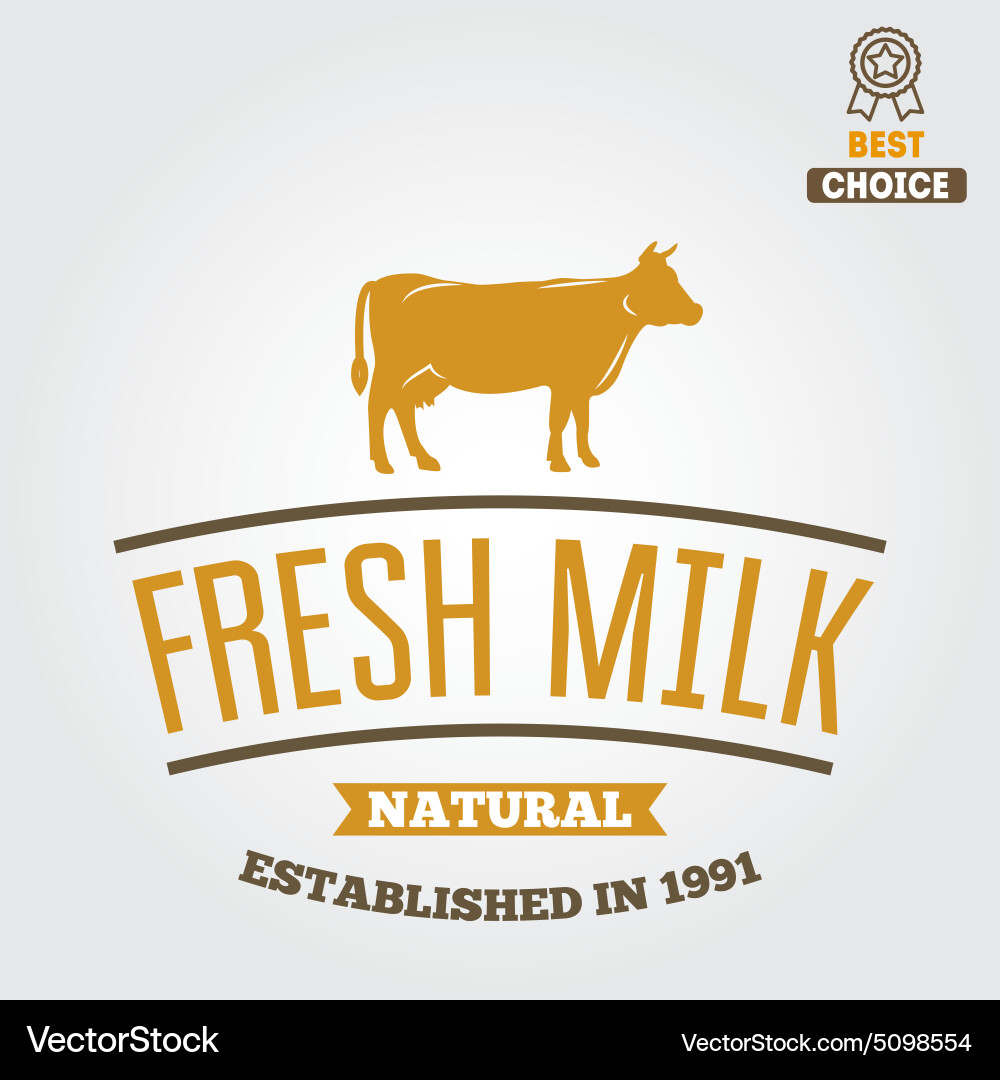 Vintage Milk Label - Retro Farm Logo Vector Image
