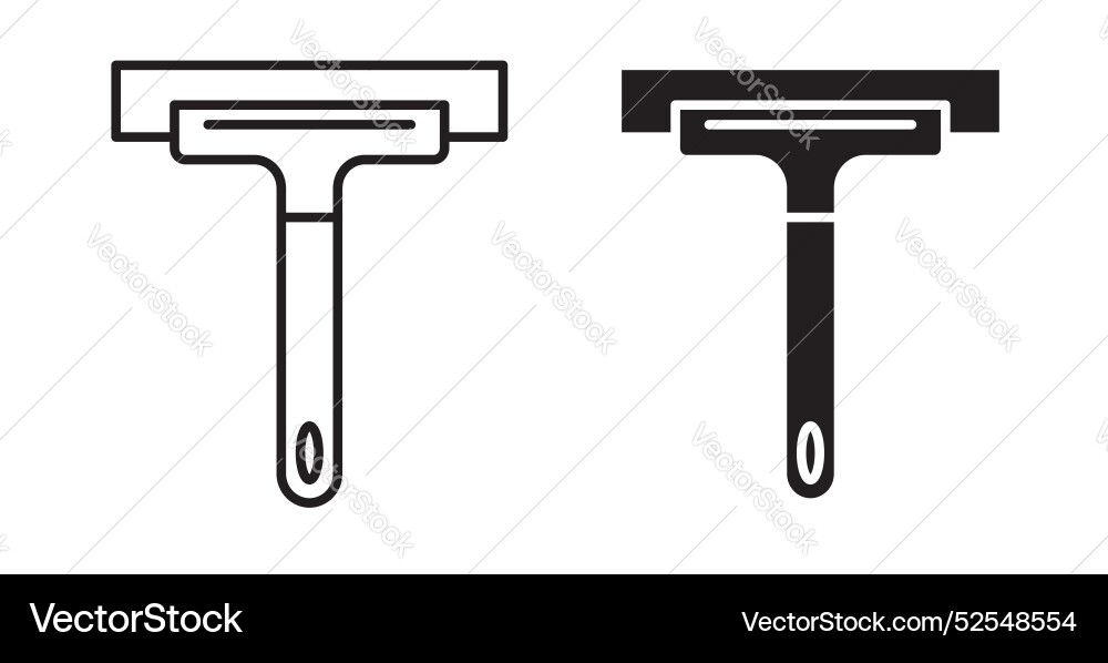 Window squeegee thin line icon set Vector Image