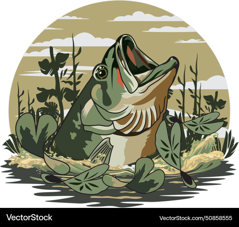 Bass fishing image Royalty Free Vector Image - VectorStock