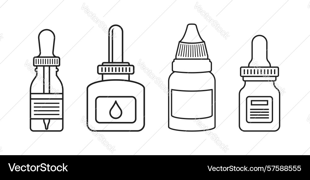 Pipette with oil drop icon set collection in line Vector Image