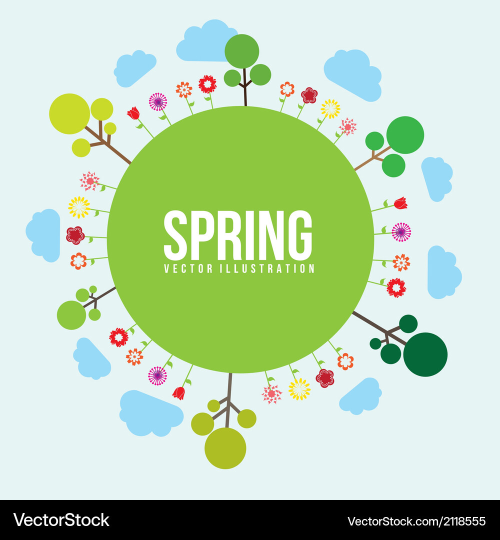 Spring with flower and trees Vector Image