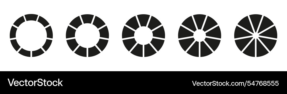 Wheels round divided in nine sections diagrams Vector Image