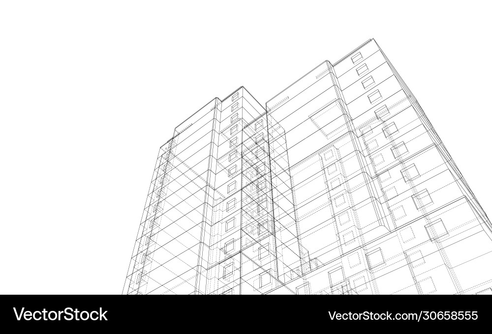 Wire-frame model a multi-storey building Wire-frame model a multi-storey building vector image
