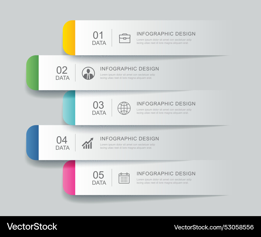 5 data infographics tab paper index template 5 data infographics tab paper index template vector image
