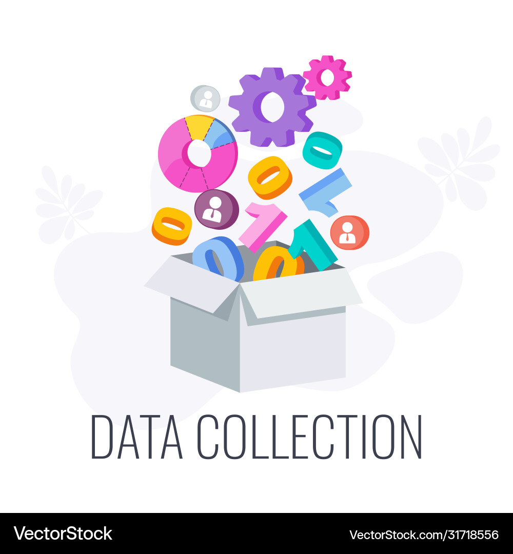 Data collection icon market research information Vector Image