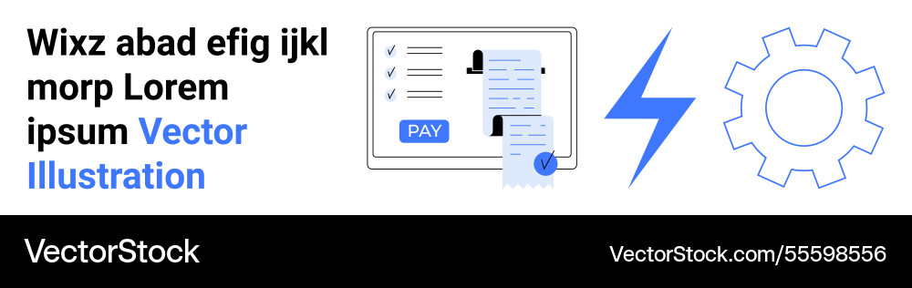 Digital payment workflow with checklist and gear Digital payment workflow with checklist and gear vector image