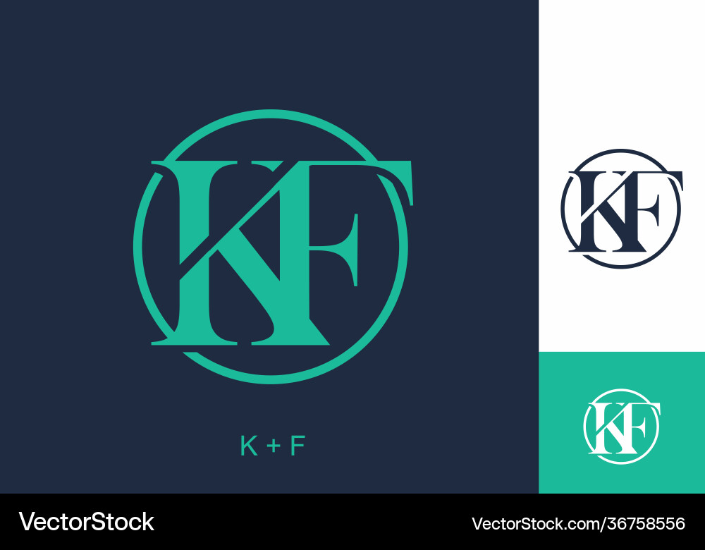Kf initial letter in circle shape Kf initial letter in circle shape vector image