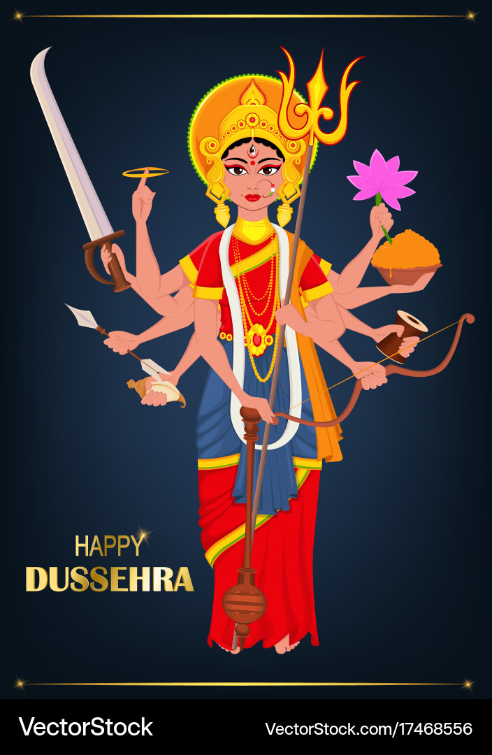 Maa Durga Dussehra Celebration Vector Image