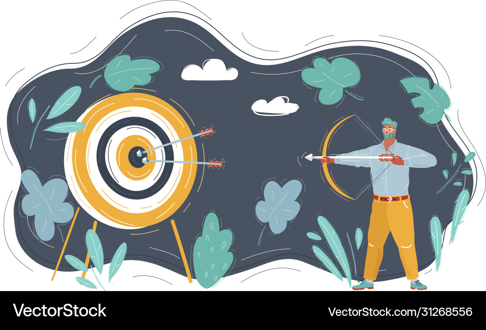 Man with bow and arrow shot on target Man with bow and arrow shot on target vector image