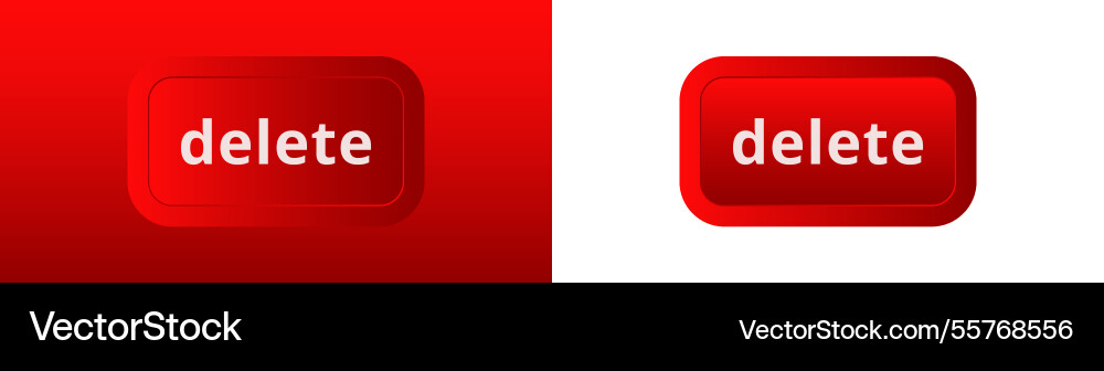 Red delete button icon in two styles Vector Image