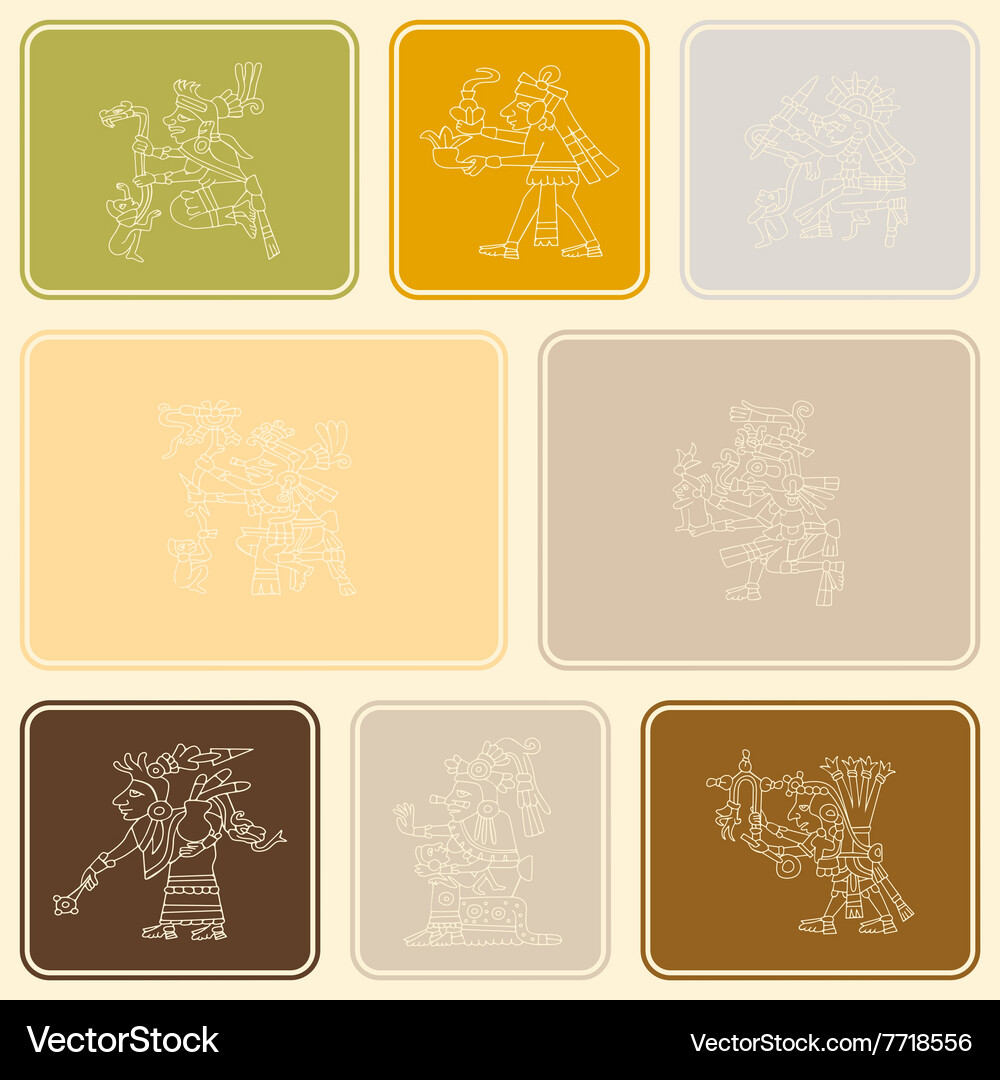 Seamless pattern with symbols from aztec codices Vector Image